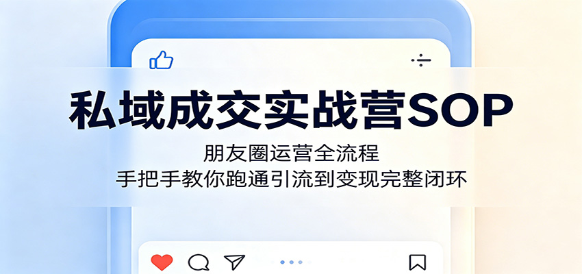 私域成交实战营SOP：朋友圈运营全流程，手把手教你跑通引流到变现完整闭环-智点网