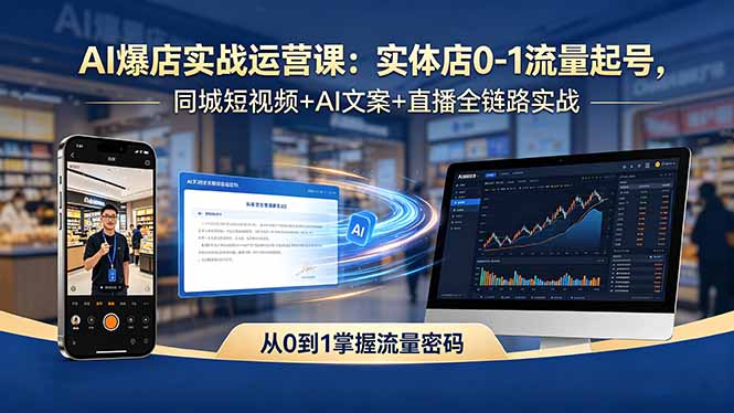AI爆店实战运营课：实体店0-1流量起号，同城短视频+AI文案+直播全链路实战-智点网