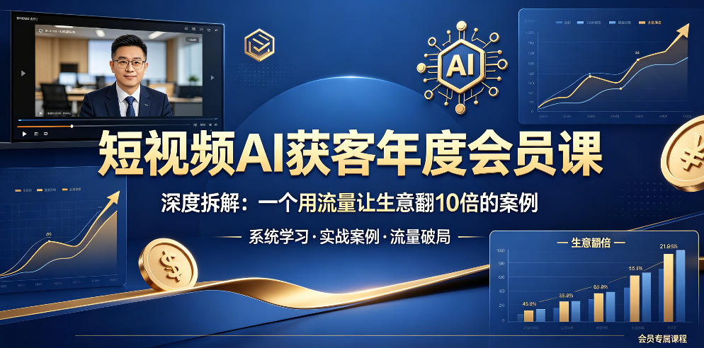 短视频AI获客年度会员课，深度拆解，一个用流量让生意翻10倍的案例-智点网