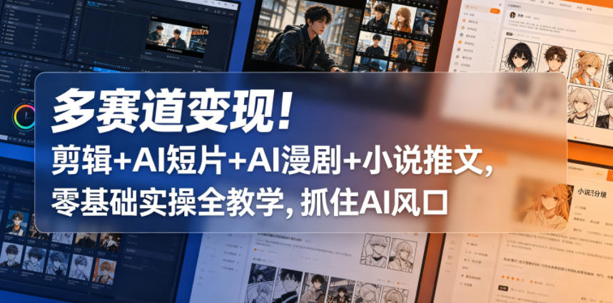 多赛道变现！剪辑+AI短片+AI漫剧+小说推文，零基础实操全教学，抓住AI风口-智点网