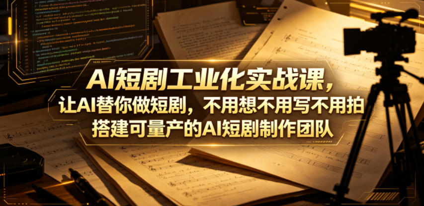 AI短剧工业化实战课，让AI替你做短剧，不用想不用写不用拍，搭建可量产的AI短剧制作团队-智点网