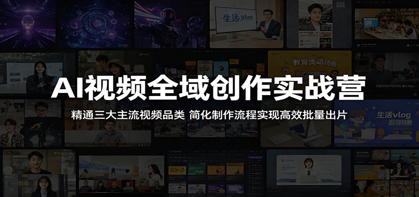 AI视频全域创作实战营：精通三大主流视频品类，简化制作流程实现高效批量出片-智点网