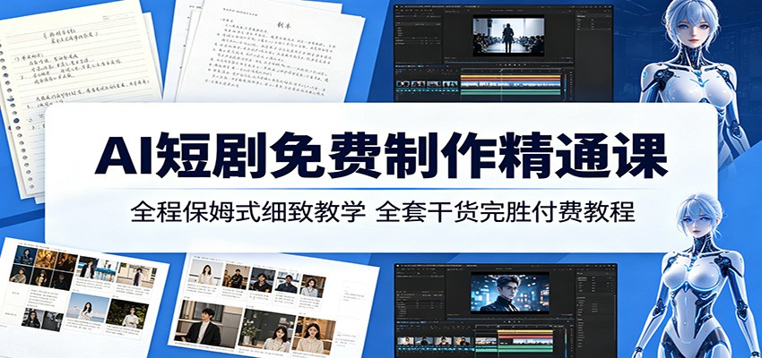 AI短剧免费制作精通课：全程保姆式细致教学，全套干货完胜付费教程-智点网