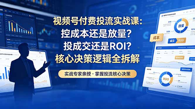 视频号付费投流实战课-5月：控成本还是放量？投成交还是ROI？核心决策逻辑全拆解-智点网