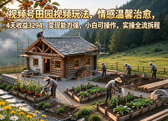 视频号田园视频玩法，情感温馨治愈，4天收益3294，变现能力强，小白可操作，实操全流程拆解-智点网