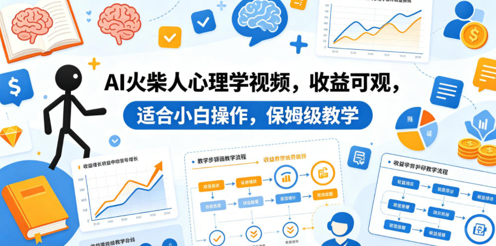 AI火柴人心理学视频，收益可观，适合小白操作，保姆级教学-智点网