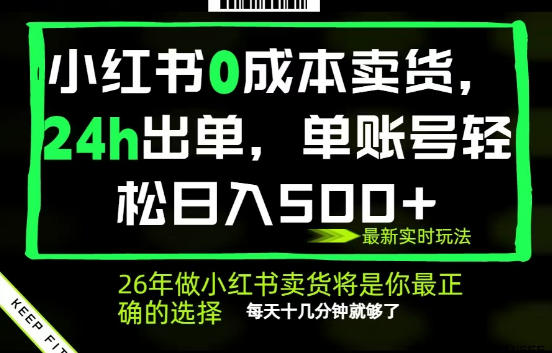 小红书0成本AI卖货，24小时出单，全流程托管，保底日入500+，每天十几分钟就够了【揭秘】-智点网