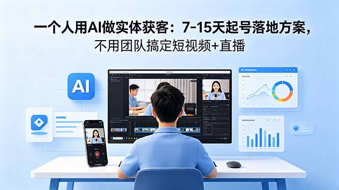 一个人用AI做实体获客：7-15天起号落地方案，不用团队搞定短视频+直播-智点网