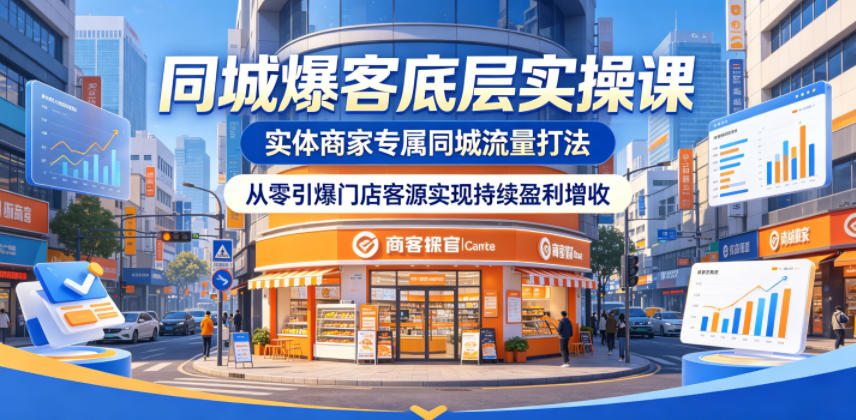 同城爆客底层实操课，实体商家专属同城流量打法，从零引爆门店客源实现持续盈利增收-智点网