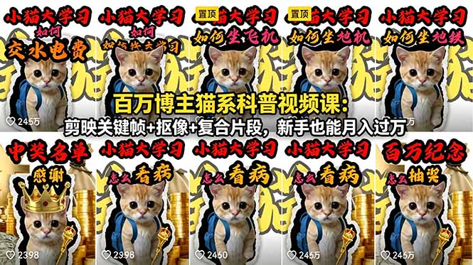 百万博主猫系科普视频课：剪映关键帧+抠像+复合片段，新手也能月入过万-智点网