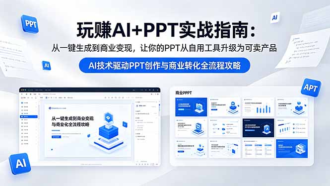 玩赚AI+PPT实战指南-更新5月13：从一键生成到商业变现，让你的PPT从自用工具升级为可卖产品-智点网