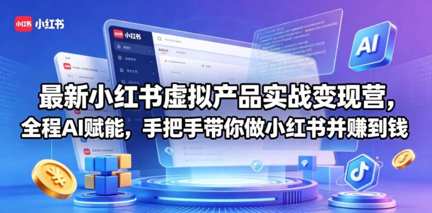 最新小红书虚拟产品实战变现营，全程AI赋能，手把手带你做小红书并赚到钱-智点网