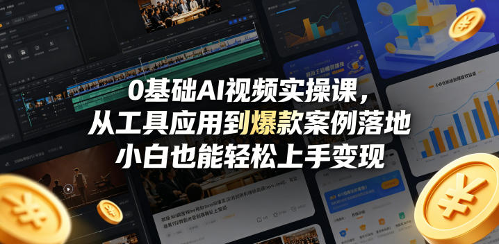 0基础AI视频实操课,从工具应用到爆款案例落地,小白也能轻松上手变现-智点网