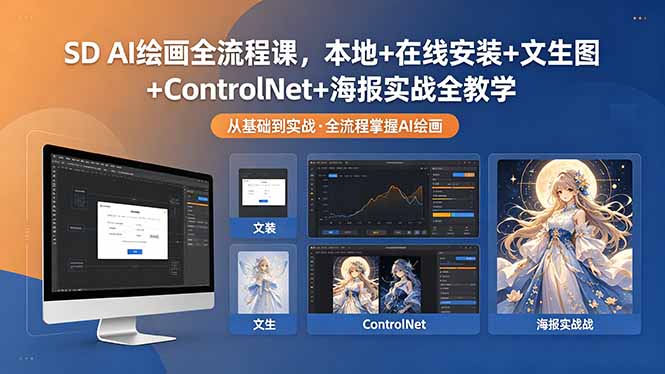 SD AI绘画全流程课，本地+在线安装+文生图+ControlNet+海报实战全教学-智点网