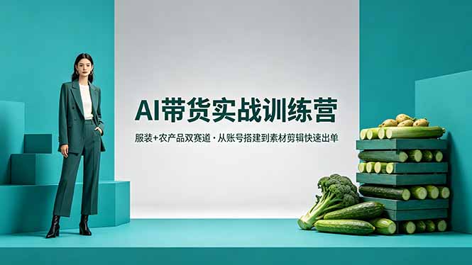 AI带货实战训练营，服装+农产品双赛道，从账号搭建到素材剪辑快速出单-智点网