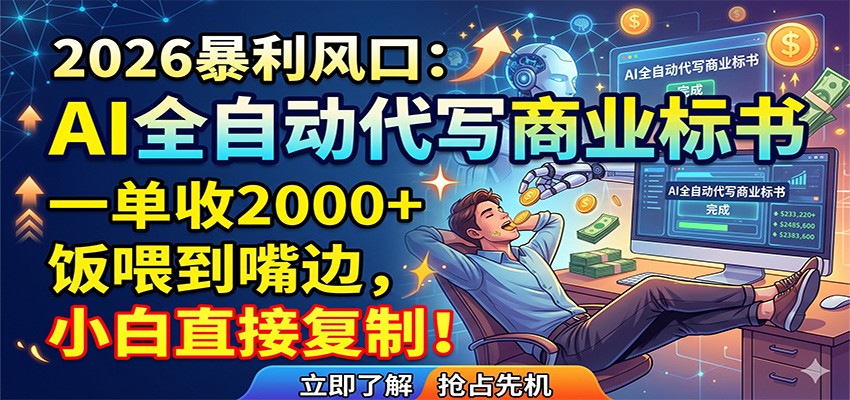 AI全自动代写商业标书，一单收2000+，饭喂到嘴边，小白直接复制-智点网