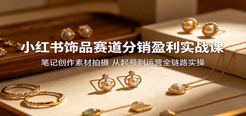 小红书饰品赛道分销盈利实战课：笔记创作素材拍摄，从起号到运营全链路实操-智点网
