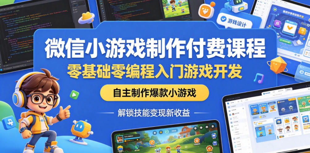 微信小游戏制作付费课程，零基础零编程入门游戏开发，自主制作爆款小游戏，解锁技能变现新收益-智点网