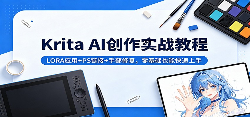 Krita AI创作实战教程：LORA应用+PS链接+手部修复，零基础也能快速上手-智点网
