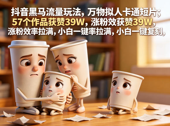 抖音黑马流量玩法，万物拟人卡通短片，57个作品获赞39W，涨粉效率拉满，小白一键复刻，保姆级拆解-智点网