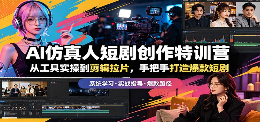 AI仿真人短剧创作特训营：从工具实操到剪辑拉片，手把手打造爆款短剧-智点网