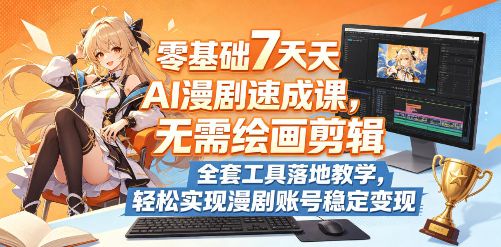 零基础7天AI漫剧速成课，无需绘画剪辑，全套工具落地教学，轻松实现漫剧账号稳定变现-智点网