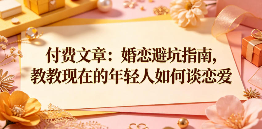 付费文章：婚恋避坑指南，教教现在的年轻人如何谈恋爱-智点网