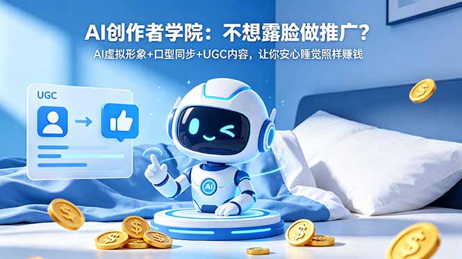 AI创作者学院：不想露脸做推广？AI虚拟形象+口型同步+UGC内容，让你安心睡觉照样赚钱-智点网