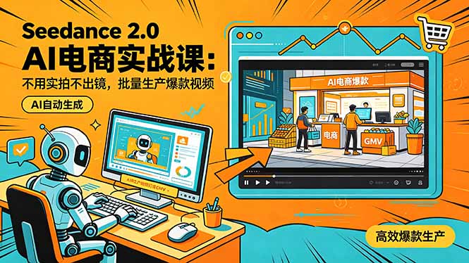 Seedance 2.0 AI电商实战课：不用实拍不出镜，批量生产爆款视频打爆GMV-智点网