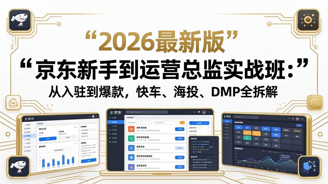 京东新手到运营总监实战班：从入驻到爆款，快车、海投、DMP全拆解，2026最新版-智点网