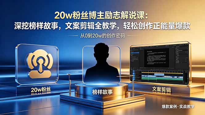 20w粉丝博主励志解说课：深挖榜样故事，文案剪辑全教学，轻松创作正能量爆款-智点网