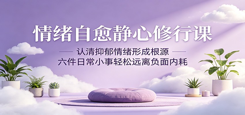 情绪自愈静心修行课：认清抑郁情绪形成根源，六件日常小事轻松远离负面内耗-智点网