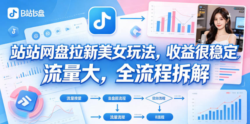 B站网盘拉新美女玩法，收益很稳定，流量大，全流程拆解-智点网