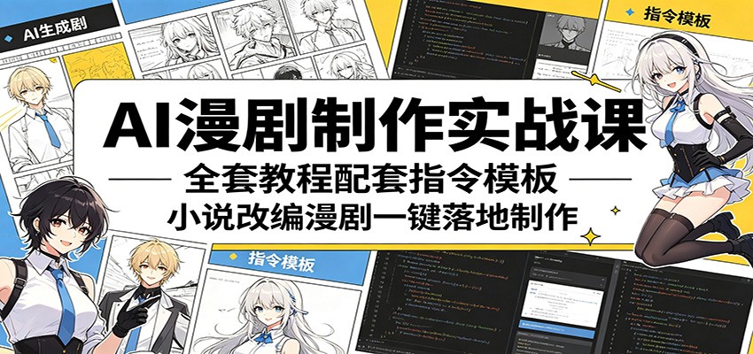 AI漫剧制作实战课：全套教程配套指令模板，小说改编漫剧一键落地制作-智点网