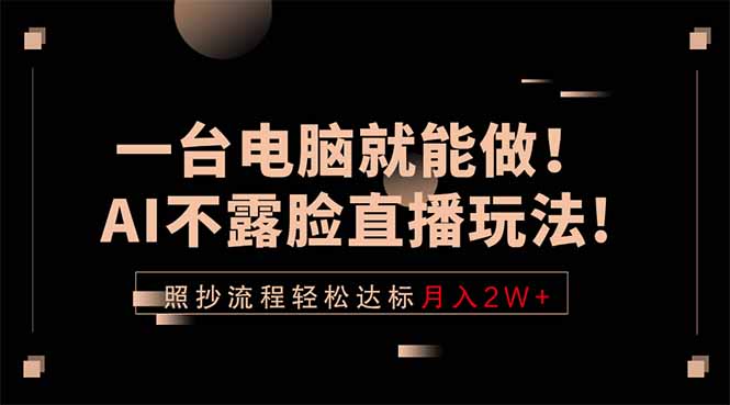 一台电脑就能做！AI不露脸直播玩法，照抄流程轻松达标月入2W+-智点网