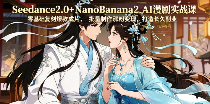 Seedance2.0+NanoBanana2 AI漫剧实战课，零基础复刻爆款成片涨粉变现，打造长久副业收益-智点网