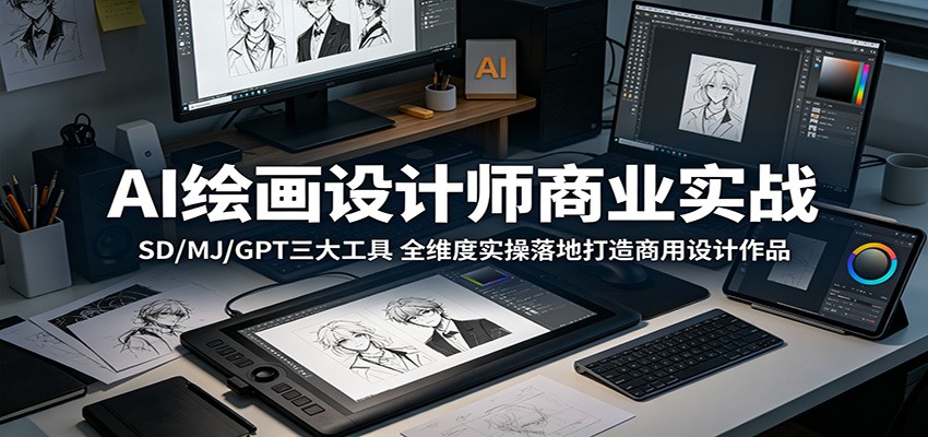 AI绘画设计师商业实战：SD/MJ/GPT三大工具，全维度实操落地打造商用设计作品-智点网