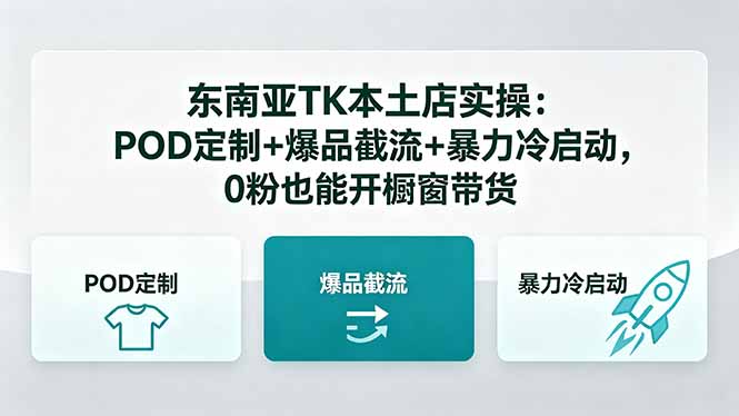 东南亚TK本土店实操：POD定制+爆品截流+暴力冷启动，0粉也能开橱窗带货-智点网