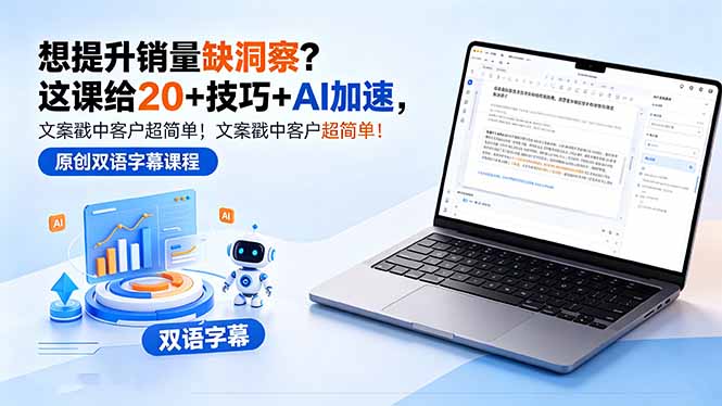 想提升销量缺洞察？这课给 20 + 技巧 + AI 加速，文案戳中客户超简单！【原创双语字幕】-智点网