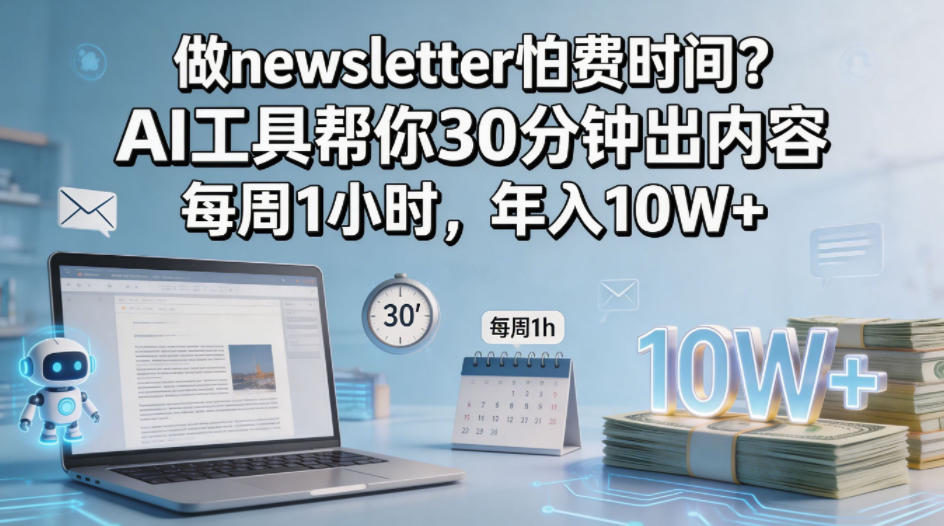 做newsletter怕费时间？AI工具帮你30分钟出内容，每周1小时，年入10W+！【原创双语字幕】-智点网