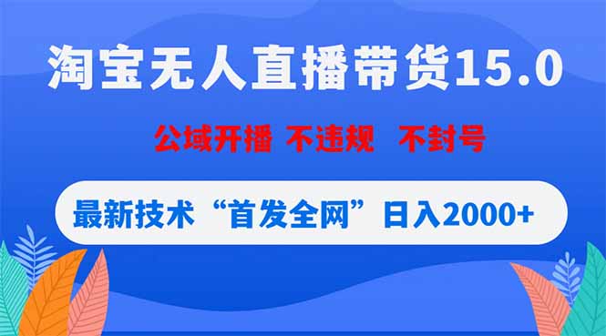 淘宝无人直播带货15.0，不封号，不违规，公域玩法，首发全网日入2000+-智点网