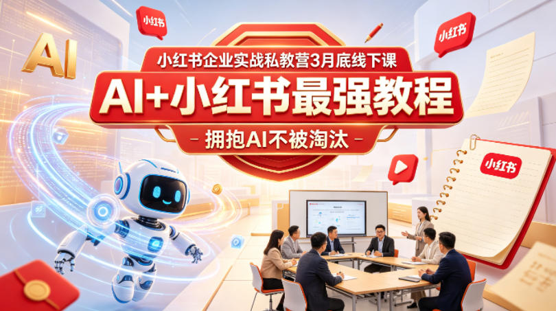 小红书企业实战私教营3月底线下课，AI+小红书最强教程，拥抱AI不被淘汰-智点网