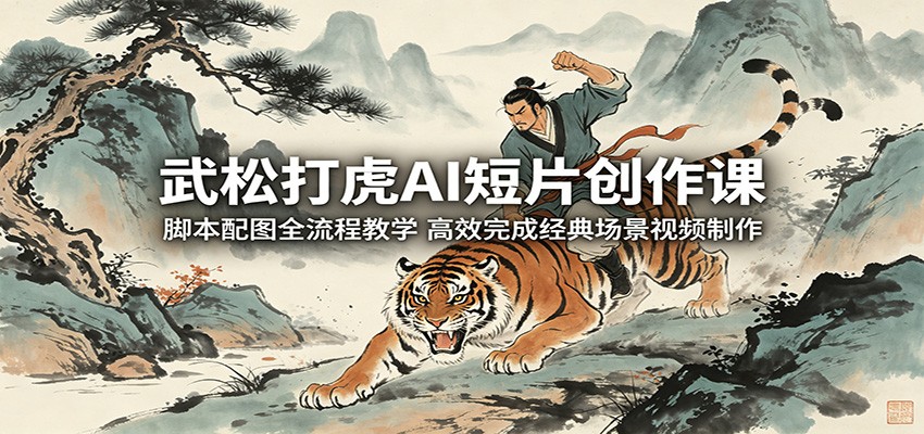 武松打虎AI短片创作课：脚本配图全流程教学，高效完成经典场景视频制作-智点网