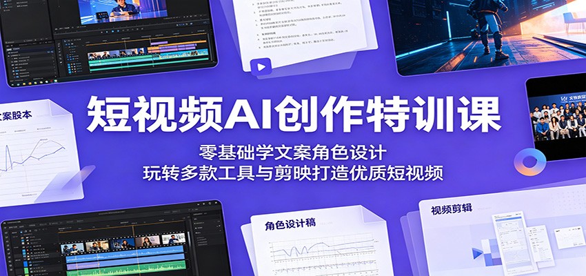 短视频AI创作特训课：零基础学文案角色设计，玩转多款工具与剪映打造优质短视频-智点网