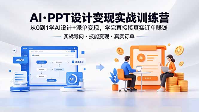 AI·PPT设计变现实战训练营，从0到1学AI设计+派单变现，学完直接接真实订单赚钱-智点网
