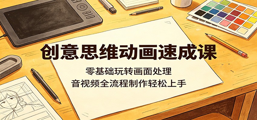 创意思维动画速成课：零基础玩转画面处理，音视频全流程制作轻松上手-智点网