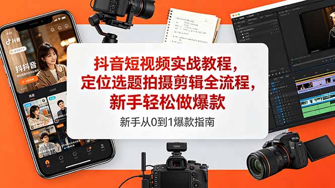 抖音短视频实战教程，定位选题拍摄剪辑全流程，新手轻松做爆款-智点网