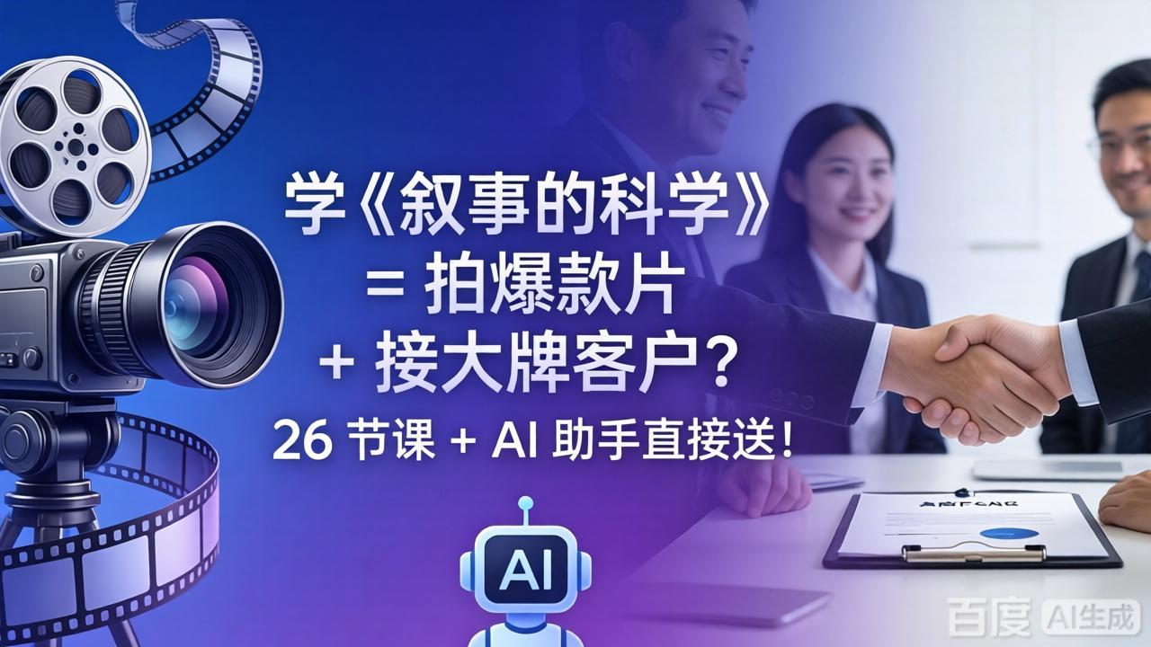 学《叙事的科学》= 拍爆款片 + 接大牌客户？26 节课 + AI 助手直接送！-智点网