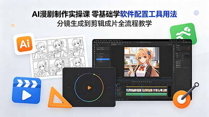 AI漫剧制作实操课 零基础学软件配置工具用法 分镜生成到剪辑成片全流程教学-智点网