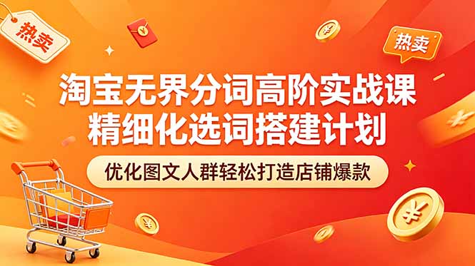 淘宝无界分词高阶实战课 精细化选词搭建计划 优化图文人群轻松打造店铺爆款-智点网